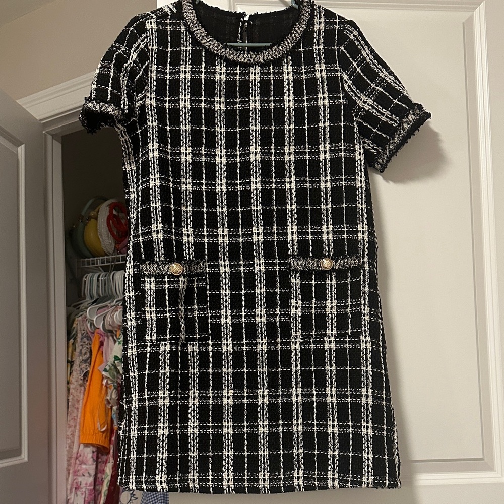 Stylish Black and White Plaid Dress